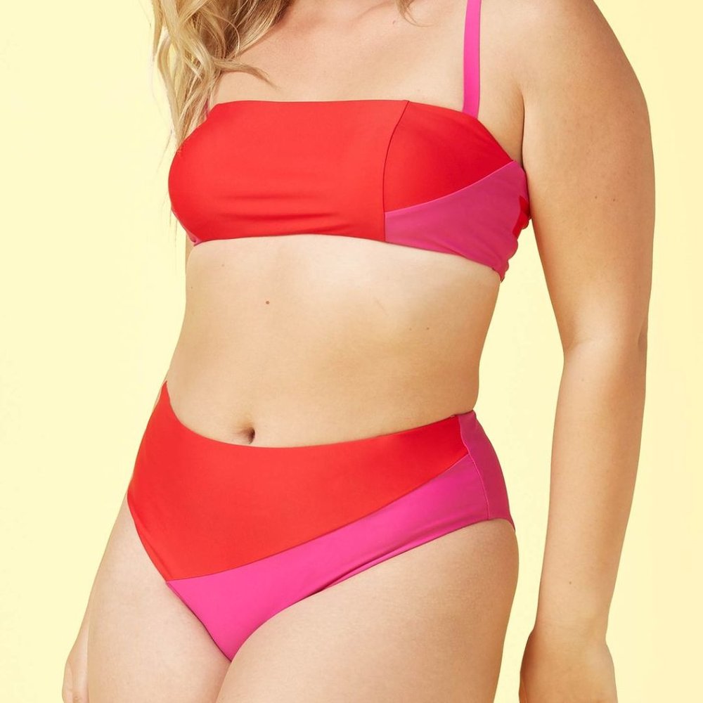 NWT Summersalt The Diagonal High Leg High Rise Bottom - Lava & Hibiscus - Size 6